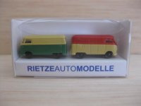 Rietze - ref.16502 - 2 Volkswagen T1 Bully Kasten (verde-crema y crema-grana)