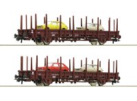  HO - Roco - ref.67086 - Set de 2 vagones plataforma teleros con coches 127, DB