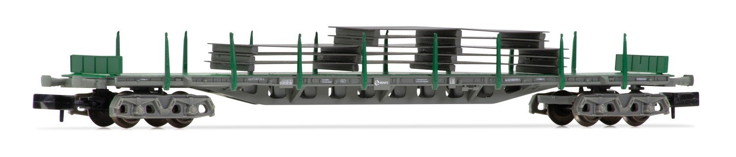 Arnold - ref.HN6406 - Vagón plataforma bogies Rgs RENFE, con planchas de acero
